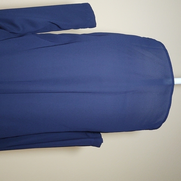 New Directions Navy 3/4 Sleeve Woman''s Blouse - Picture 5 of 6